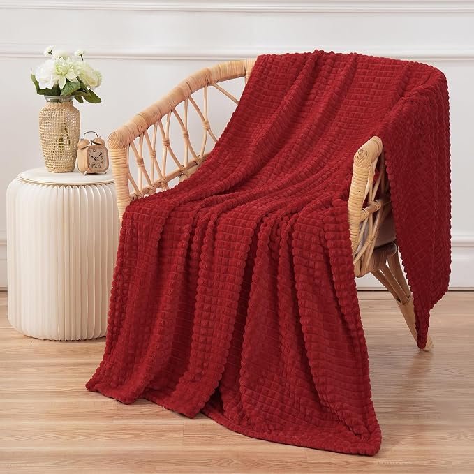 Red Throw Blanket 50"×70" Decorations Fleece Super Soft Plush Fuzzy Cozy Blanket - Image 4