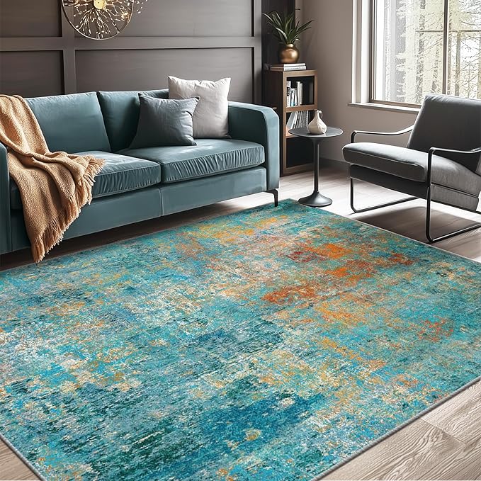 Washable Area Rugs 6'x9' Non-Slip Modern Abstract Soft - Image 2