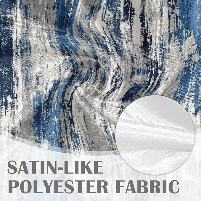 Emvency 4 Pack Valances Window Treatments, Abstract Modern Blue Grey Rustic - Image 4