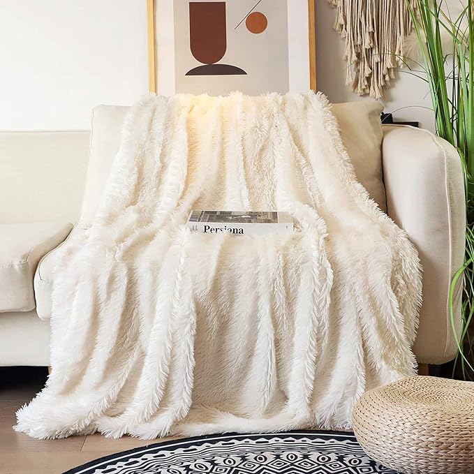Tuddrom Decorative Extra Soft Faux Fur Blanket Queen Size 80"x90", Solid by Tuddrom