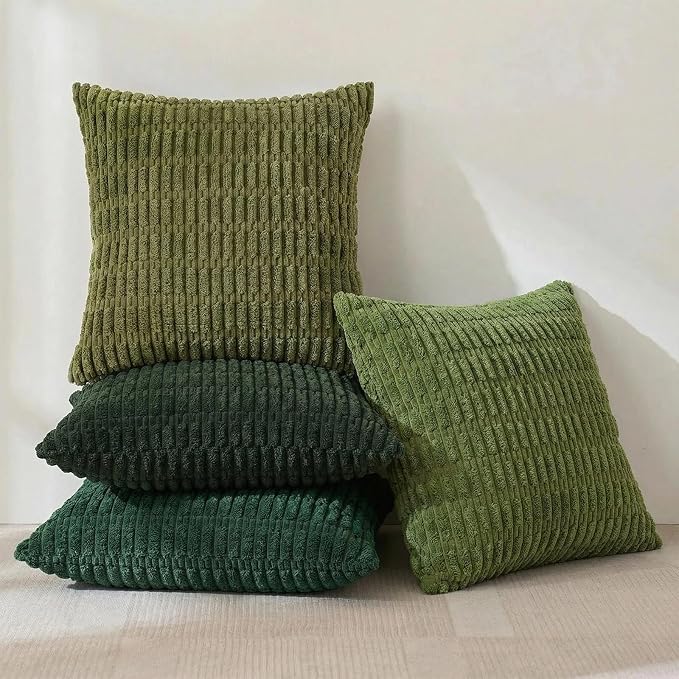 Fancy Homi Set of 4 Green Winter Decorative Throw Pillow Covers 14x14 Inch - Image 2