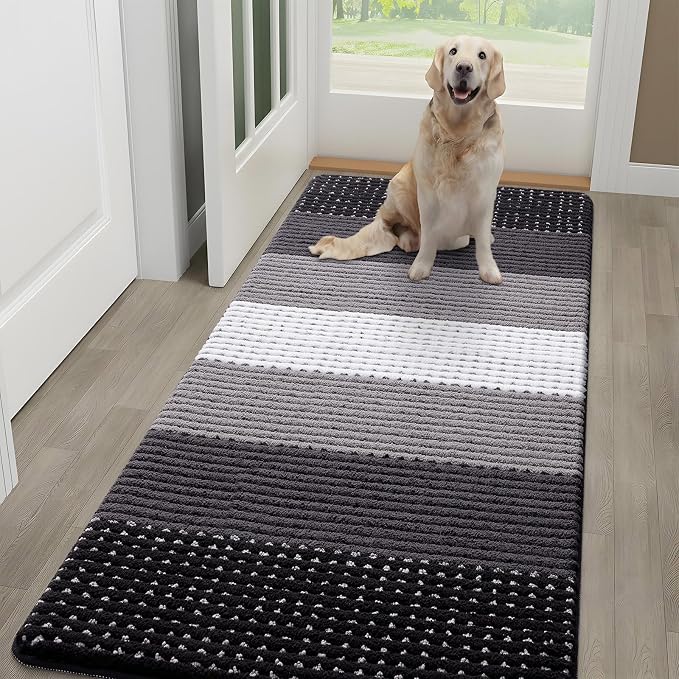Kitinjoy Indoor Outdoor Door Mat, 59x24 Non-Slip Absorbent Dirt Trapper by Kitinjoy