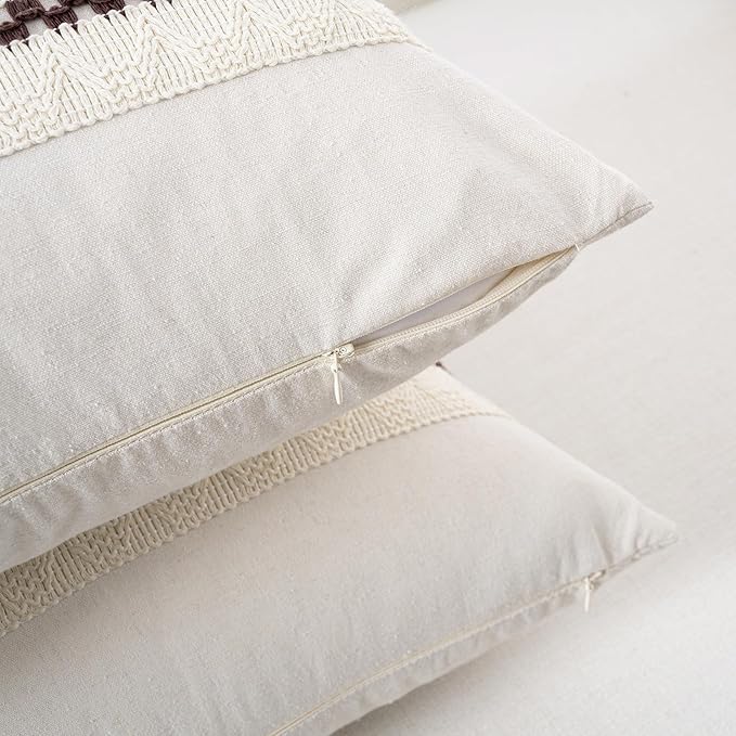 Fancy Homi Set of 1 Boho Brown Decorative Throw Pillow Cover 22x22 Inch - Image 3