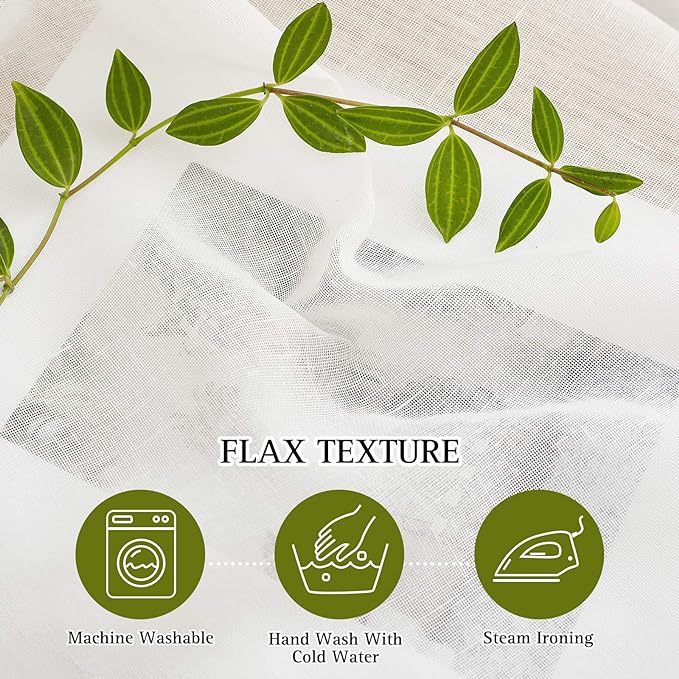 NICETOWN Linen Curtains Semi Sheer Bedroom Window Curtains, Grommet Casual 72" - Image 5