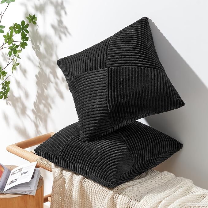 Topfinel Black Set of 2 Decorative Throw Pillow Covers 18x18 Inch - Image 3