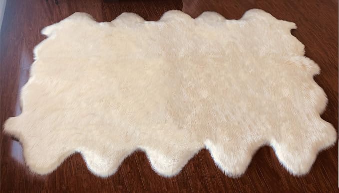 LAMBZY Faux Sheepskin Hypoallergenic Free Shape Silky Shag Rug, Luxury Shaggy by LAMBZYRUGS