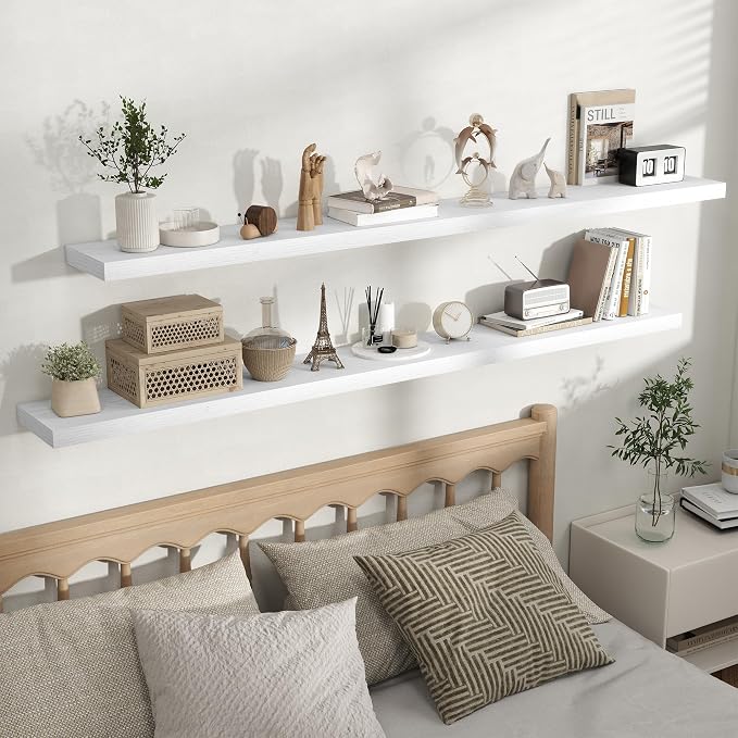 Fun Memories Rustic Floating Wall Shelves, Wall Mounted Wood Storage & Display - Image 5