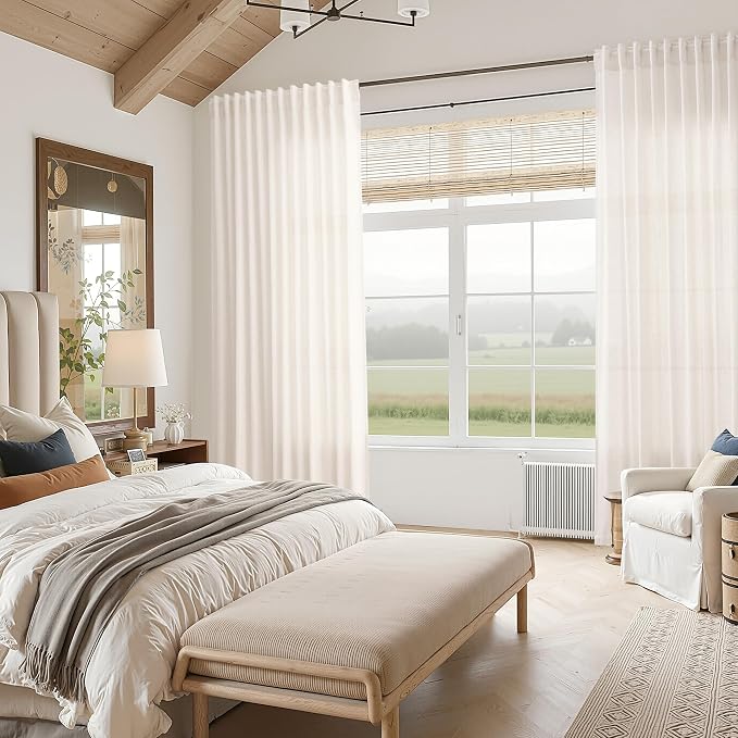 Nanspring Ivory White Curtains 80 Inches Length - Image 7