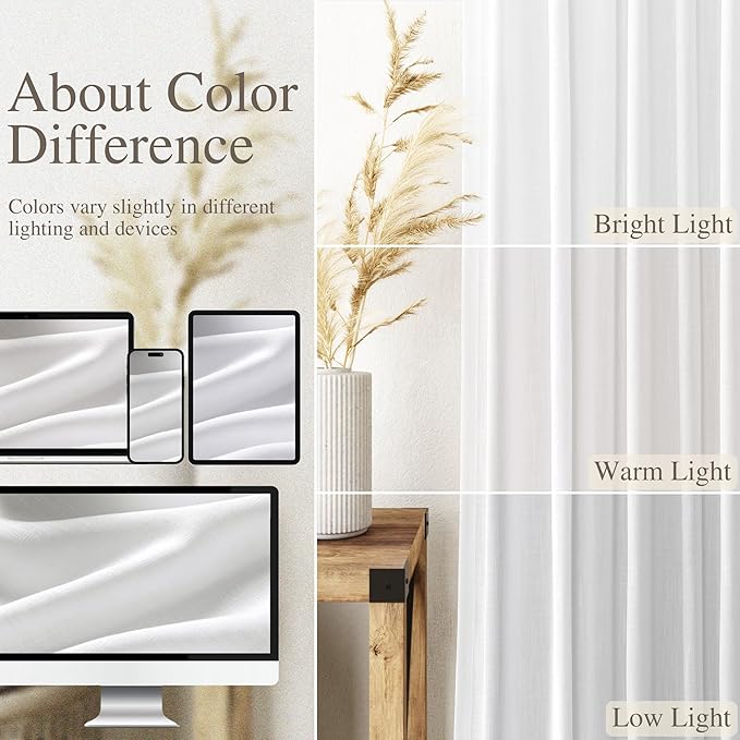 White Linen Curtains 80 inches Long - Image 4
