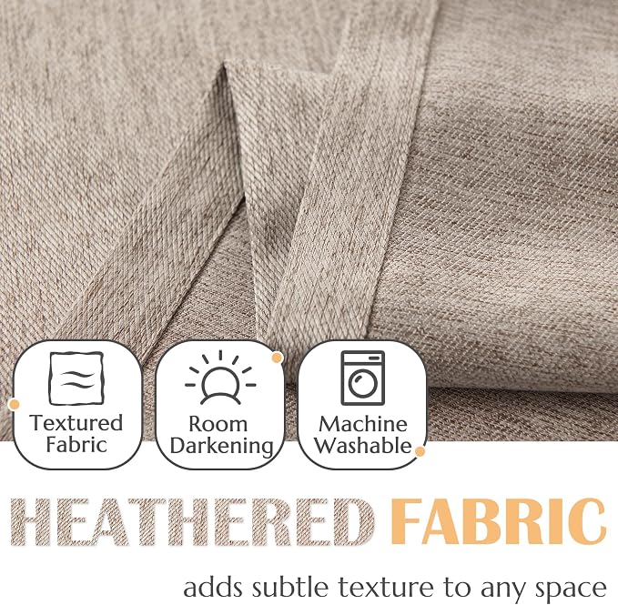 JINCHAN Twill Weave Valance Curtain 45 Inch Tie Up Shade Faux Linen Valance - Image 3