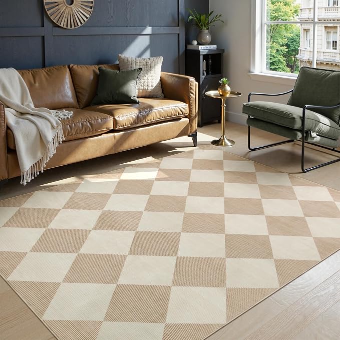 Beeiva Checkered Print 5x7 Washable Area Rugs - Image 7
