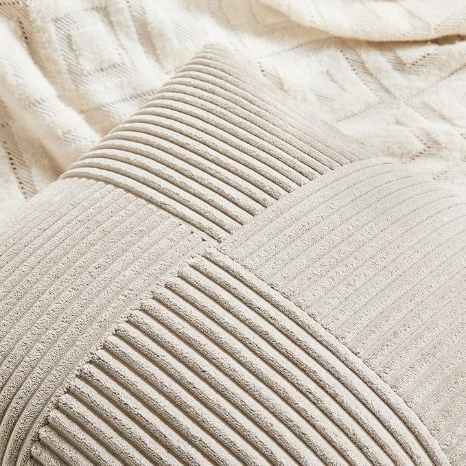 Fancy Homi 2 Packs Neutral Taupe Decorative Throw Pillow Covers 20x20 Inch - Image 3