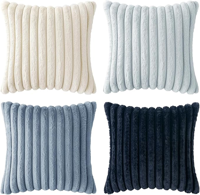 MIULEE Faux Fur Plush Decorative Throw Pillow Covers 18x18 Set of 4, Spring - Image 8