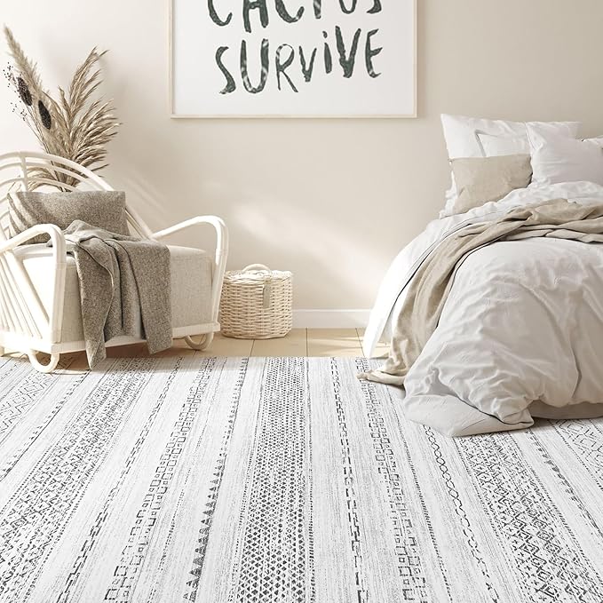 Nakagishi 7x9 Area Rug Living Room: Washable Boho Large Neutral Modern Soft - Image 6