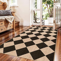 Checkered 3x5 No Shed Jute Rug: Machine Washable Non Slip Rugs Entryway Front by BYYVOORugsforYourHome