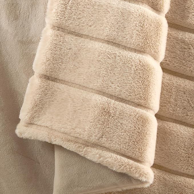 Cozy Bliss Deluxe Sheared Rabbit Faux Fur Throw Blanket, Soft Fuzzy High-Low - Image 8