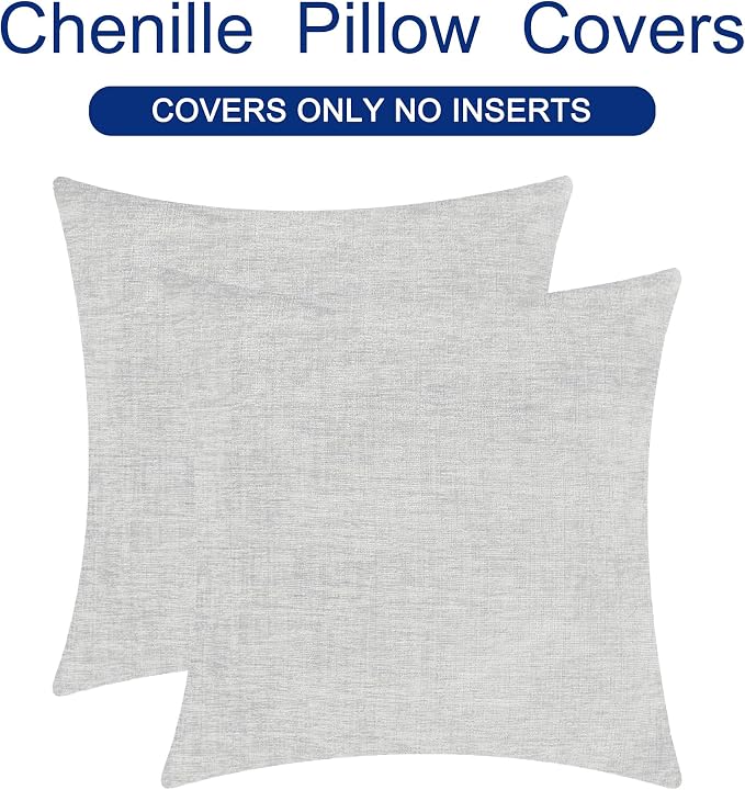 CaliTime Throw Pillow Covers Decorative 24 X 24 Inches Pack of 2 Cozy Chenille - Image 6