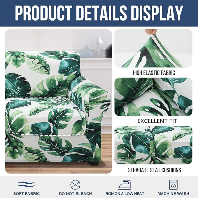 hyha Couch Covers, Chair/Sofa Covers, Floral Pattern, 2 Pieces, Armchair - Image 4