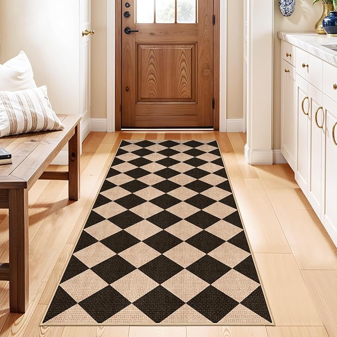 Easy Jute 2x5 Runner Rug: Non Slip Checkered Low Pile Indoor Doormat - Image 2