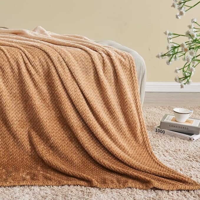 NEWCOSPLAY Super Soft Throw Blanket Ombre Brown Premium Silky Flannel Fleece - Image 5