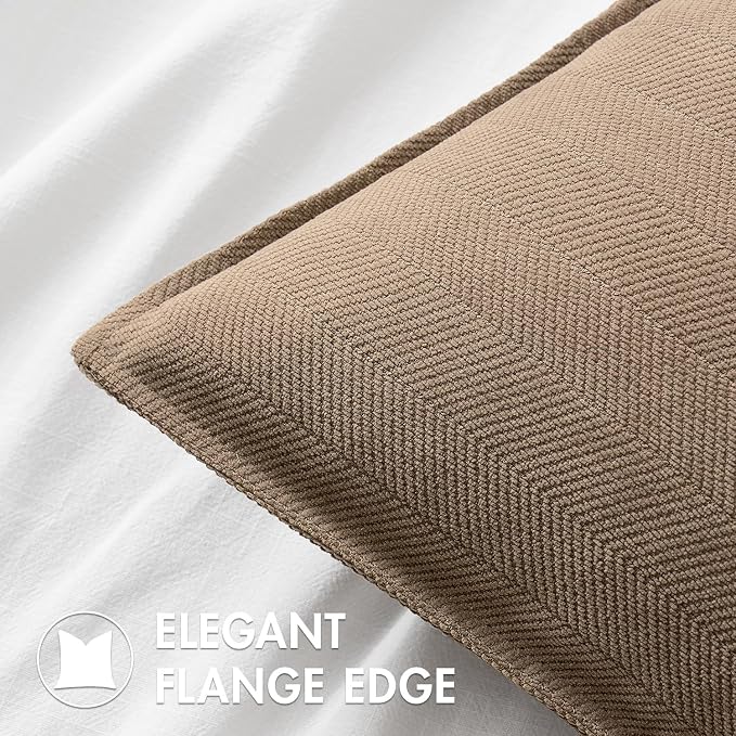 MIULEE Pack of 2 Coco Brown Decorative Pillow Covers 16x16 Inch Soft Chenille - Image 2