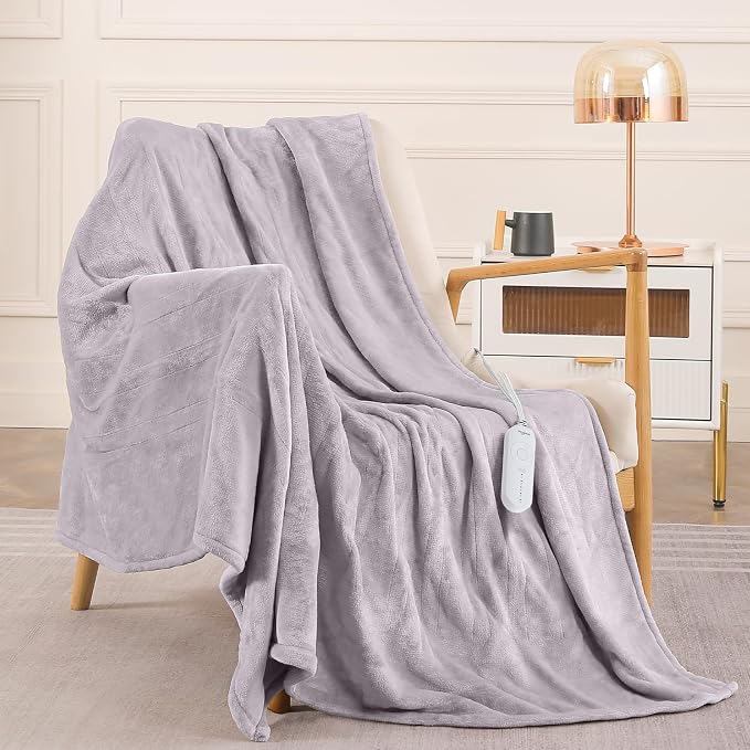 HOMLYNS LuxeHeat Heated Blanket Electric Blanket, Soft Flannel Sherpa Heated - Image 7