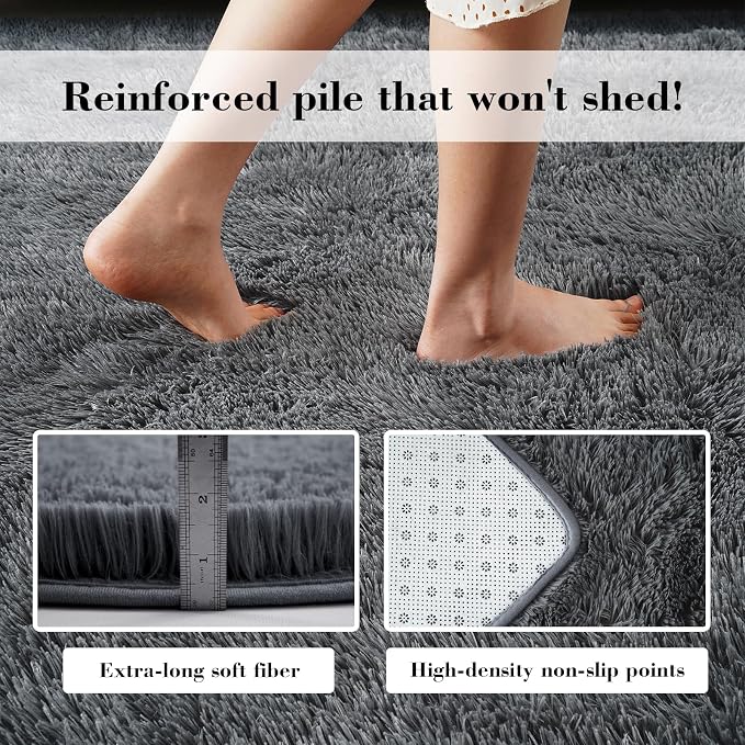 Fluffy Rug Shaggy Area Rug, Small Bedside Rug, Soft Fluffy Shaggy Entryway - Image 5