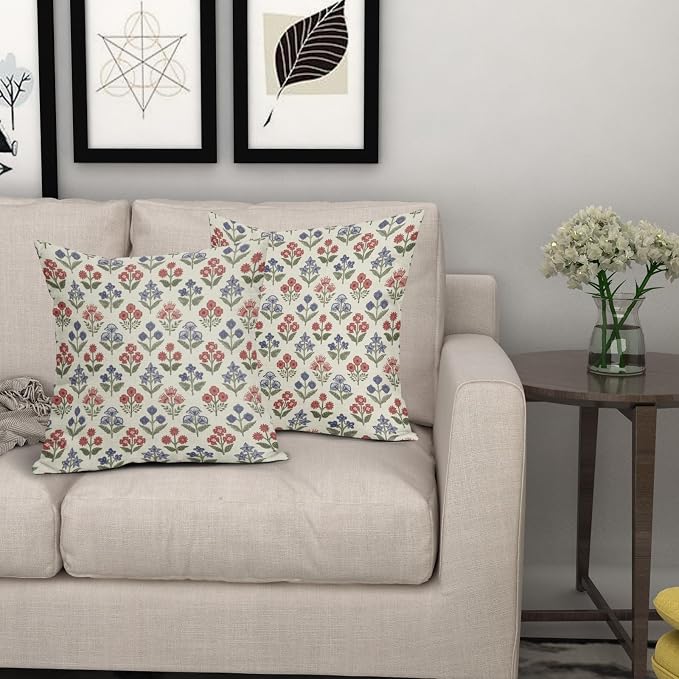 4th of July Patriotic Floral Pillow Covers 16x16 Inch Set of 2 - Image 7