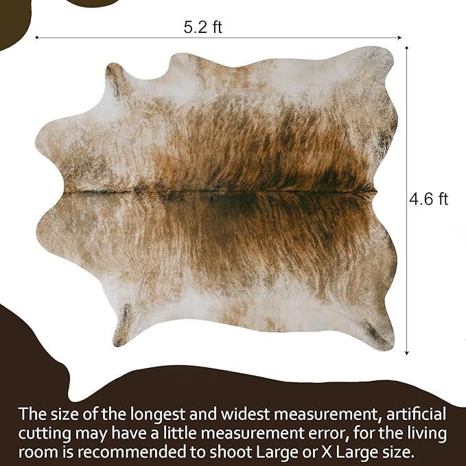 AROGAN Western Decor Faux Fur Cowhide Rug, 4.6 x 5.2 Feet Premium Animal Skin - Image 2