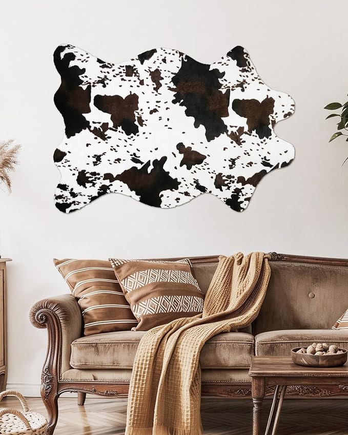 Cow Print Rug Western Decor: 3.6x2.5ft Faux Cowhide Animal Carpet Small Fun - Image 6