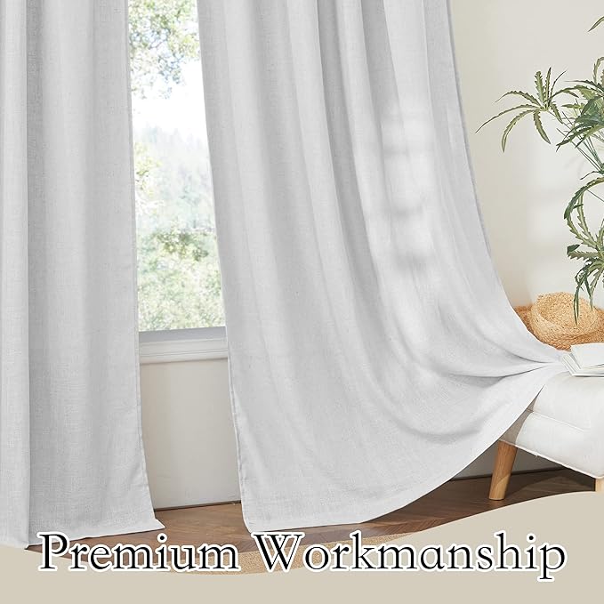 RYB HOME Linen Curtain Tiers for Bedroom Window Treatment, Rod Pocket Valance - Image 6