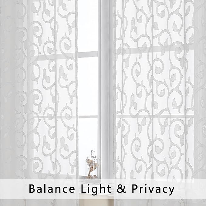 OWENIE Furman Sheer Curtains 63 inch Length - Image 3