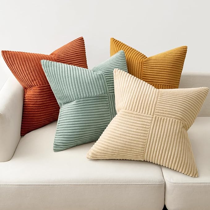 MIULEE Teal-Orange Decorative Throw Pillow Covers 22x22 Inch Set of 4 Boho - Image 5