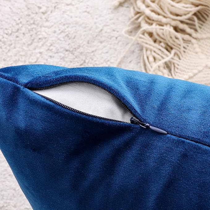 NiNi ALL Decorative Throw Pillow Covers Velvet 12x20 Inch Pack of 2 Blue - Image 5