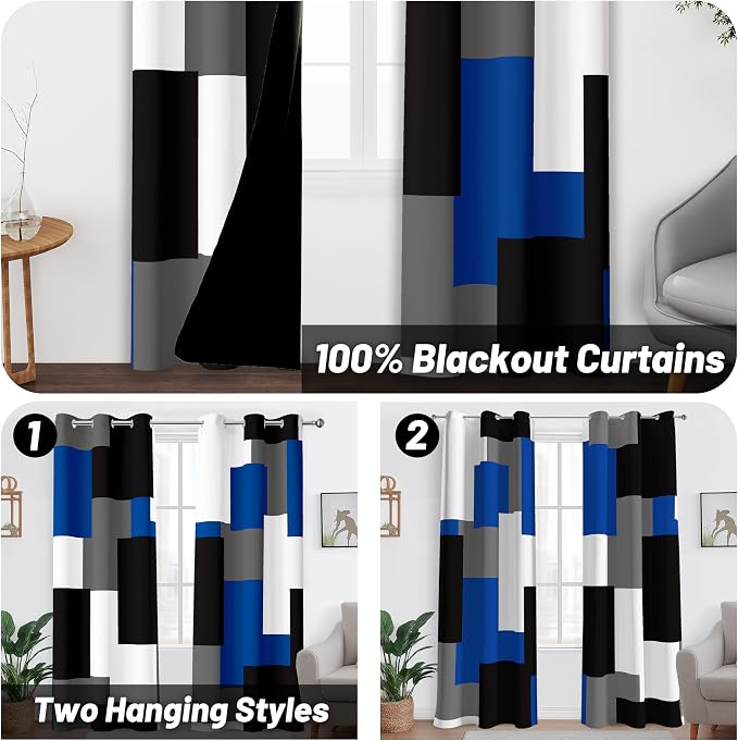 Tyrot Blue Gray 100% Blackout Curtains - Image 2