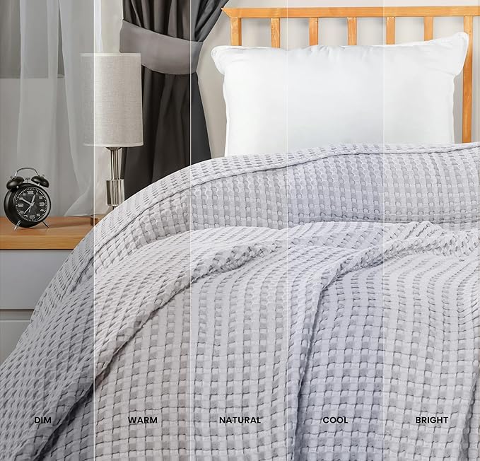 Utopia Bedding Silver 100% Cotton Waffle Blanket 300 GSM Soft Lightweight - Image 5