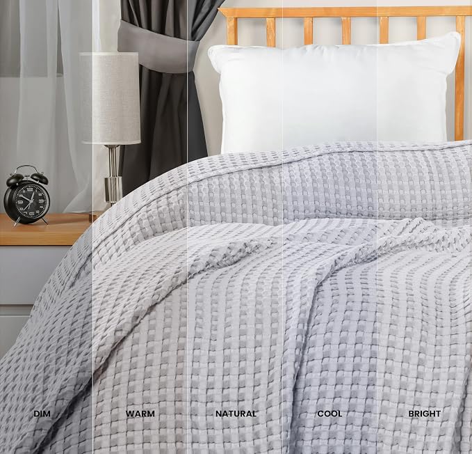 Utopia Bedding Silver 100% Cotton Waffle Blanket 300 GSM Soft Lightweight - Image 5