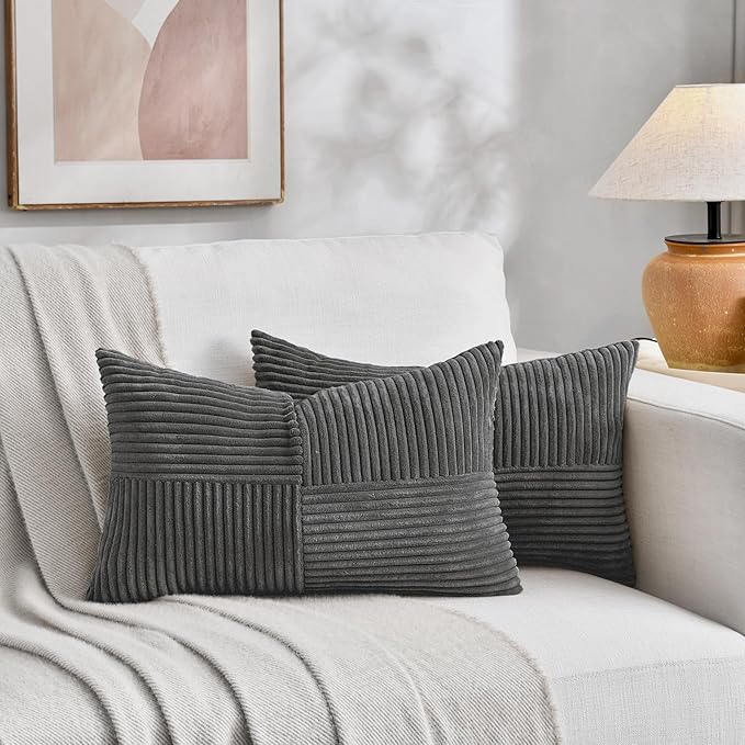 Fancy Homi 2 Packs Dark Gray Lumbar Decorative Throw Pillow Covers 20x28 Inch - Image 5