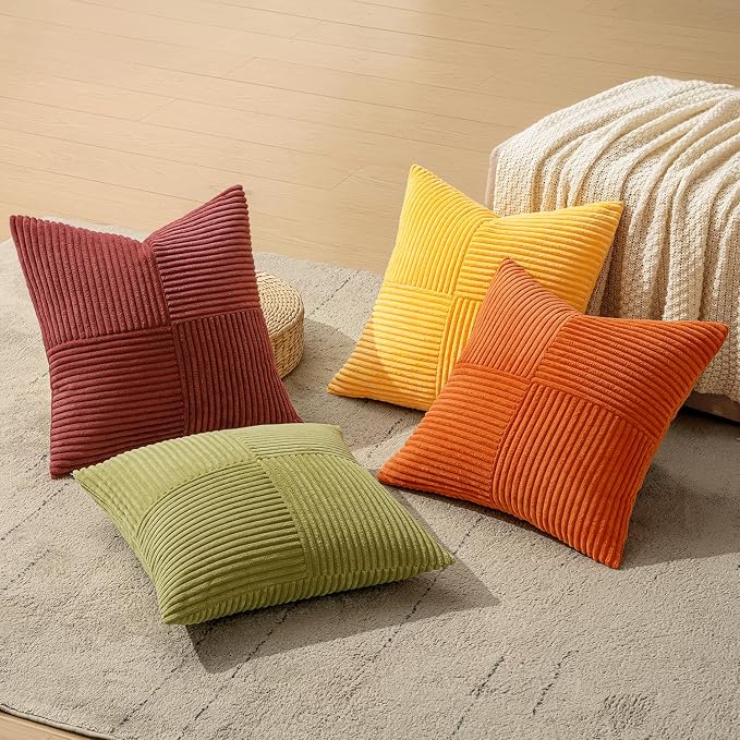 MIULEE Yellow Orange Rust Throw Pillow Covers 18x18 Inch 4 Packs Boho Farmhouse - Image 7