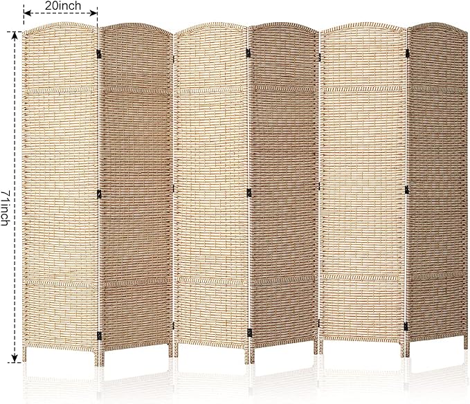 JOSTYLE Room Divider 6ft. Tall Extra Wide Privacy Screen, 6-Panel Folding - Image 2