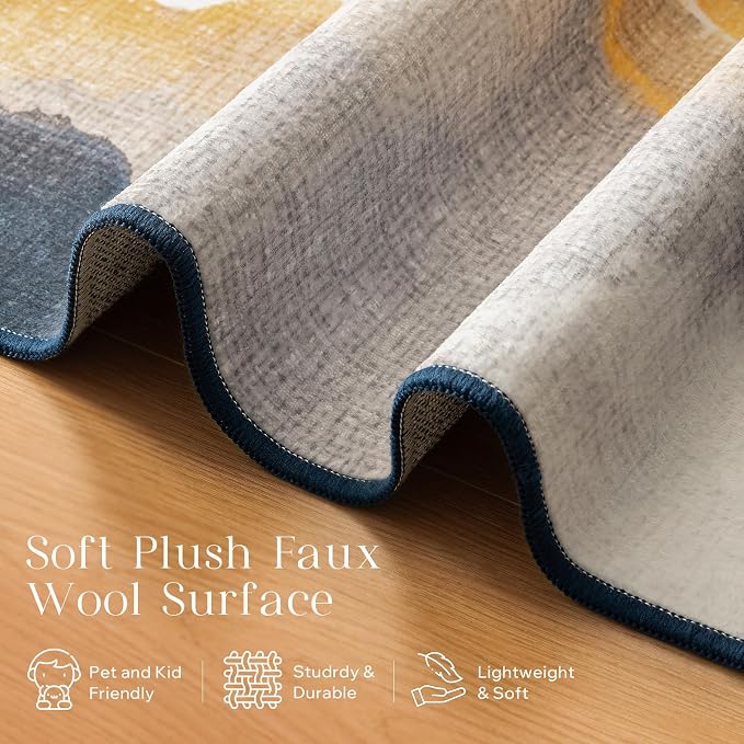 Phantoscope Washable Area Rug 5'x7' Non-Slip, Vintage Modern Boho Rugs - Image 3