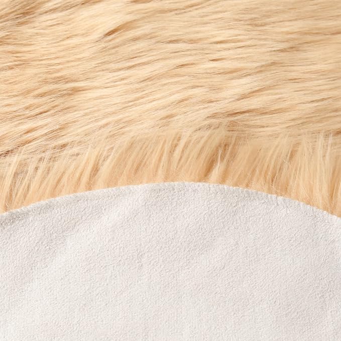 Fluffy Faux Fur Rug Brown Sheepskin Area Rug, 4x6 Ft Ultra Soft Shaggy Plush Rug - Image 9
