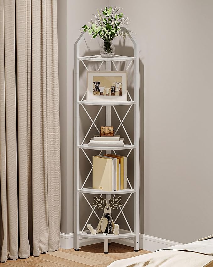 CHOEZON 5-Tier Corner Shelf, Industrial Corner Bookshelf, 59.4" Corner Storage by Choezon