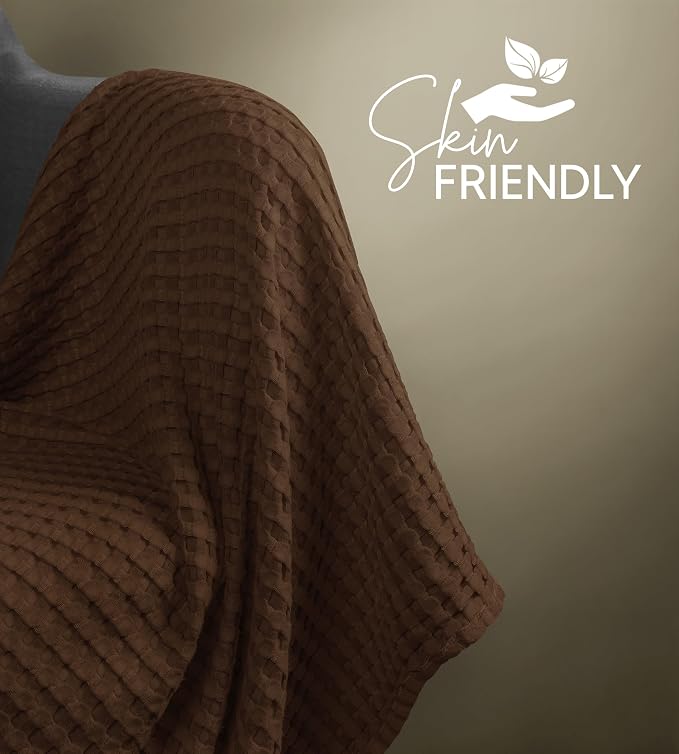 Utopia Bedding Brown 100% Cotton Waffle Blanket 300 GSM Soft Lightweight - Image 9