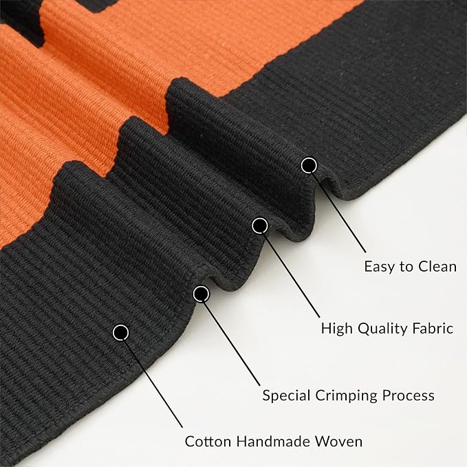 IOHOUZE Fall Door mat 3x5 Ft Orange Black Striped Area Rug Washable Front Porch - Image 7
