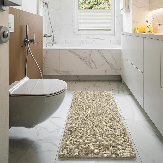 LOCHAS Luxury Bathroom Rug Shaggy Bath Mat 48 x 17 Inch, Washable Non Slip Bath - Image 7
