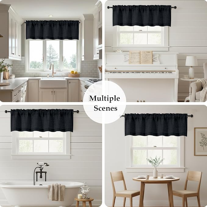 OWENIE Black Valances for Windows 1 Pcs 18 Inch Length, Light Filtering - Image 7