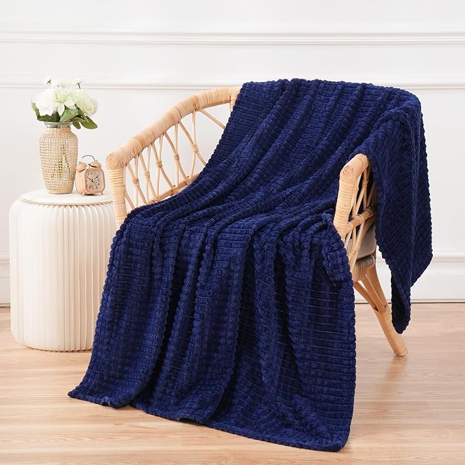Puncuntex Flannel Fleece Throw Blanket Navy Blue 50"×60", Super Soft Plush Cozy - Image 7