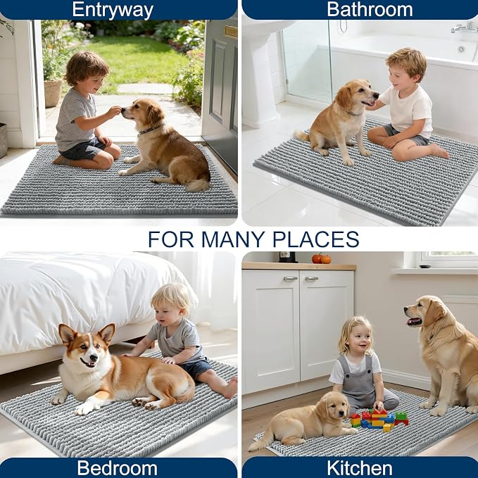OLANLY Dog Door Mat for Muddy Paws 24x16, Ultra Absorbent Chenille Mud Doormat - Image 8