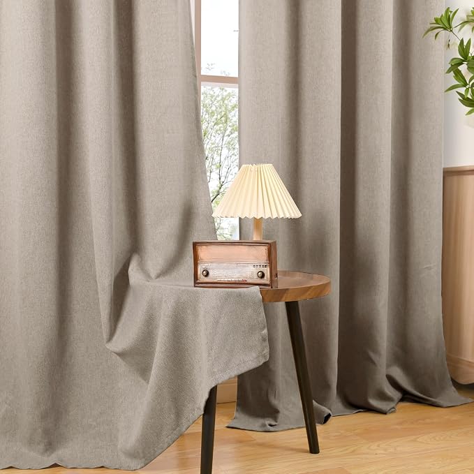 BGment Taupe Linen Curtains 80 Inch Length 2 Panels - Image 9